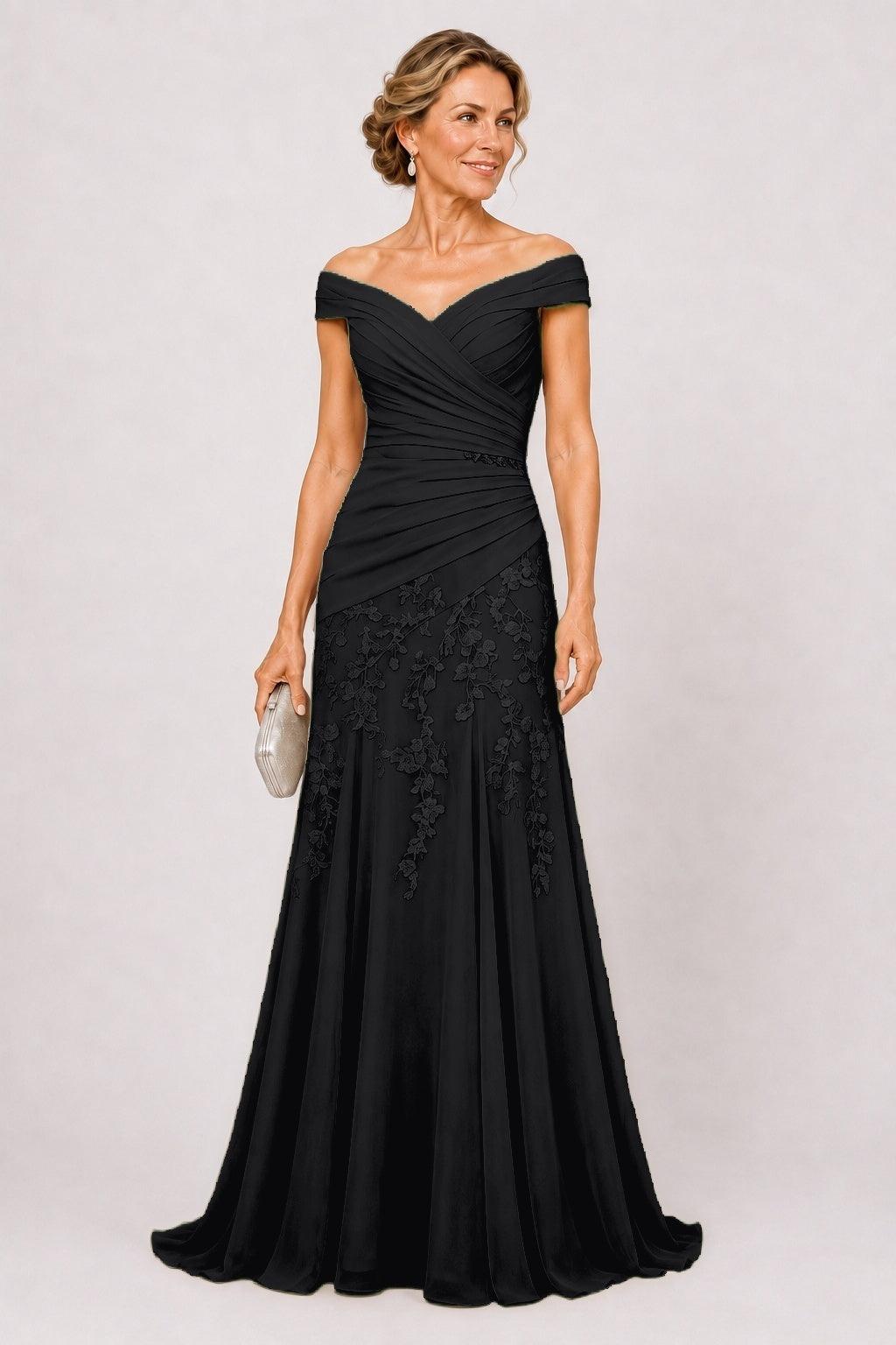 A-Line Floor Length Chiffon Mother of the Bride Dress CM0508