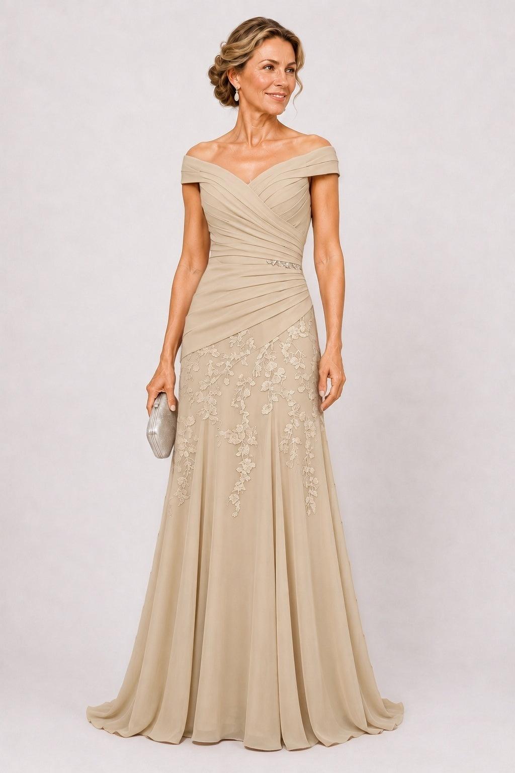 A-Line Floor Length Chiffon Mother of the Bride Dress CM0508