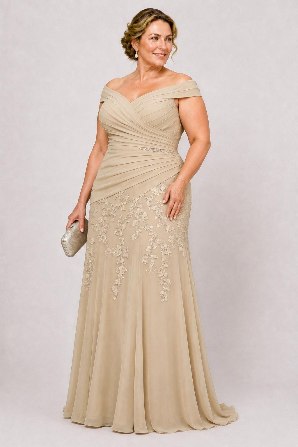 A-Line Floor Length Chiffon Mother of the Bride Dress CM0508