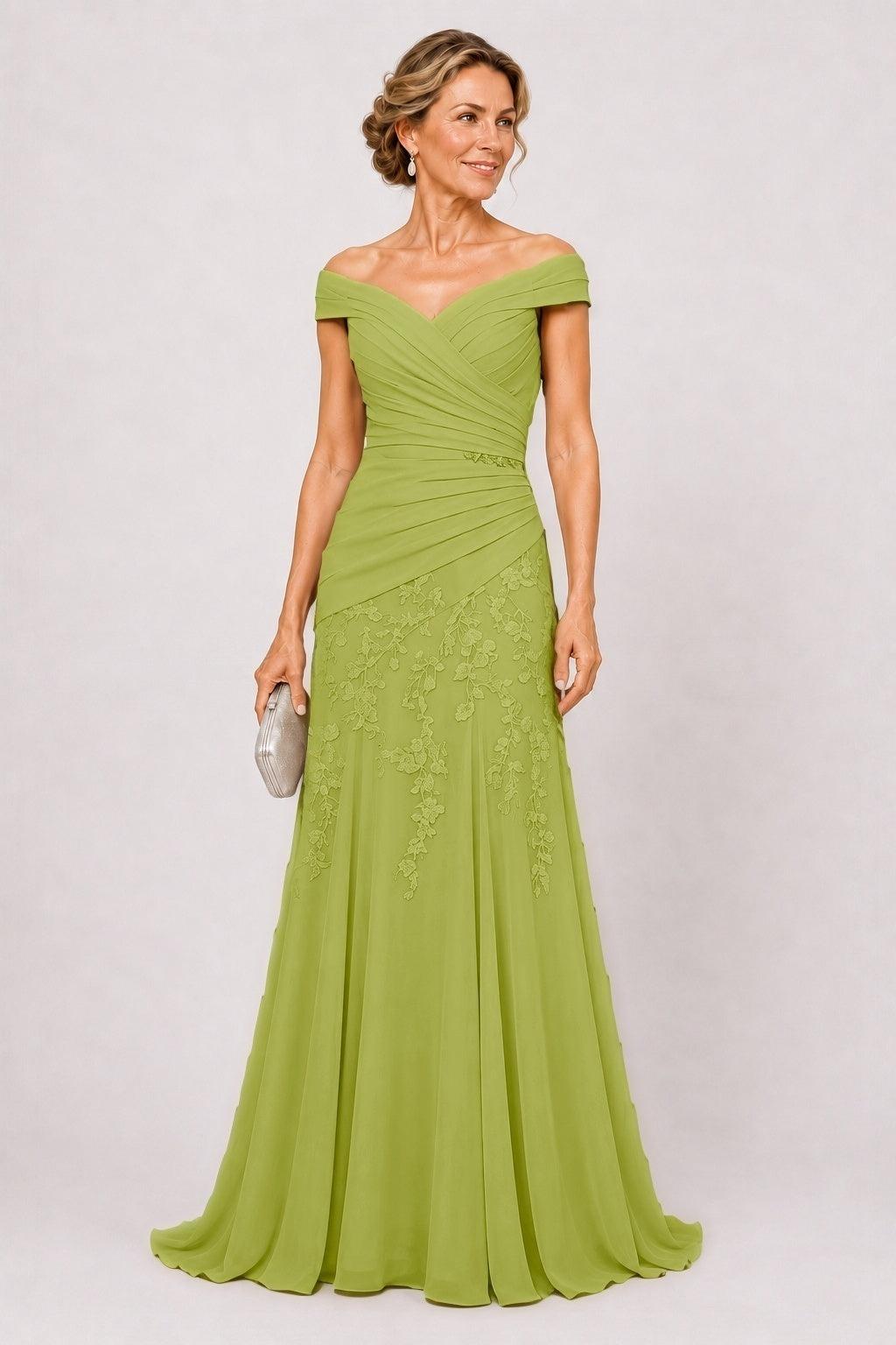 A-Line Floor Length Chiffon Mother of the Bride Dress CM0508