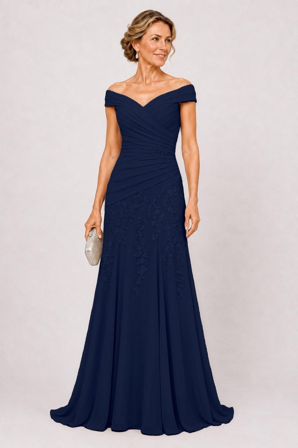 A-Line Floor Length Chiffon Mother of the Bride Dress CM0508