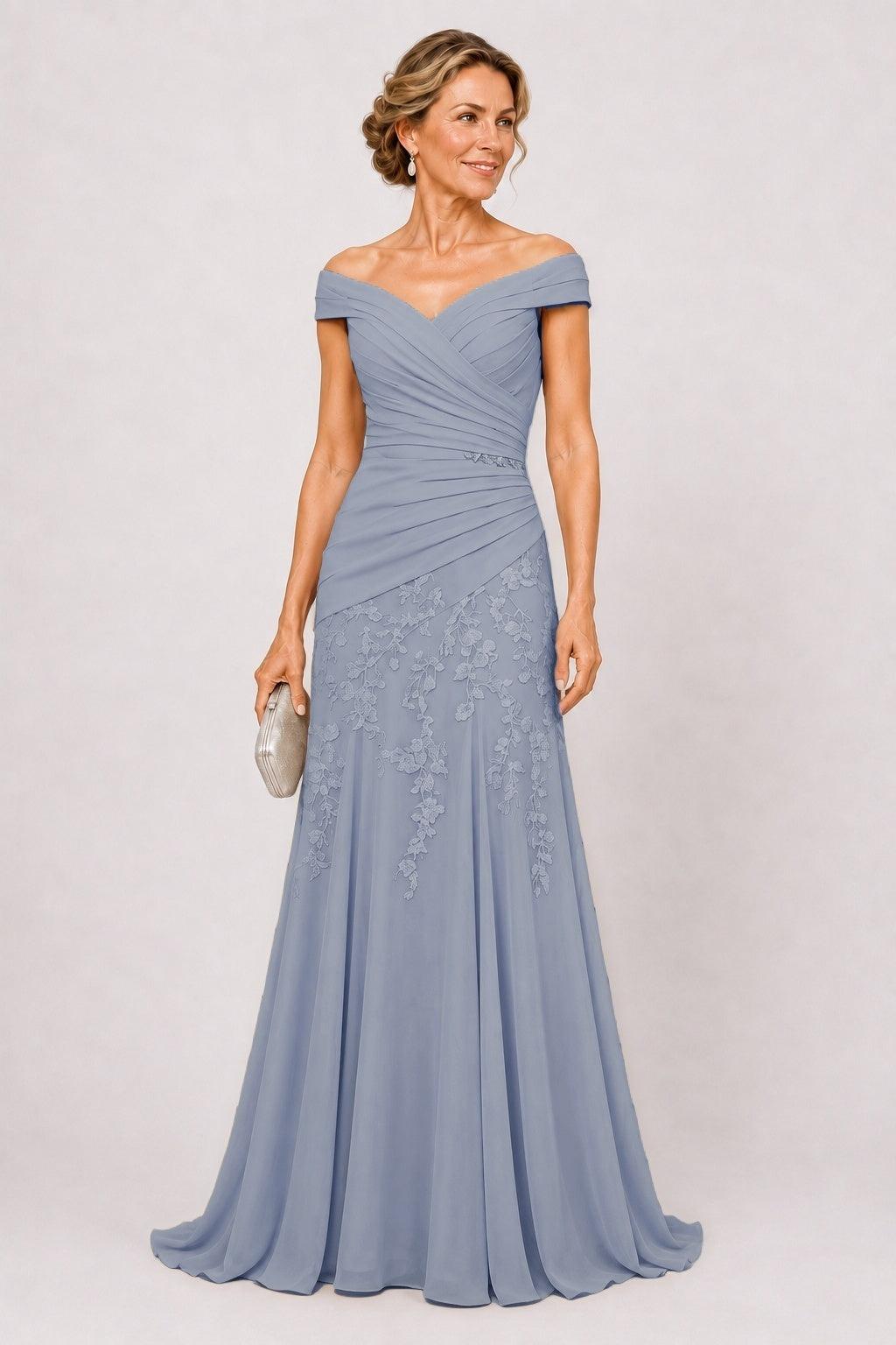 A-Line Floor Length Chiffon Mother of the Bride Dress CM0508