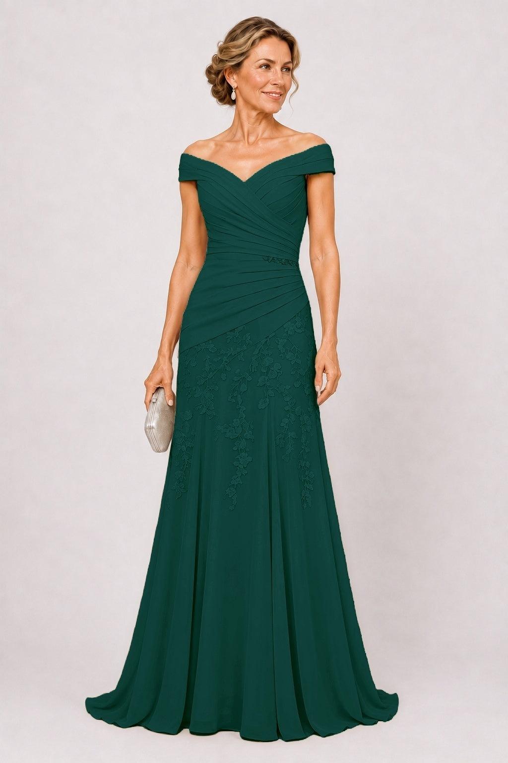 A-Line Floor Length Chiffon Mother of the Bride Dress CM0508