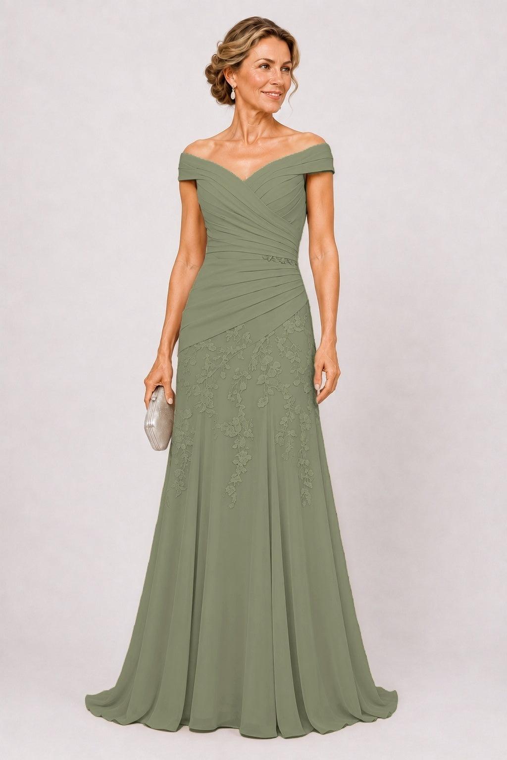 A-Line Floor Length Chiffon Mother of the Bride Dress CM0508