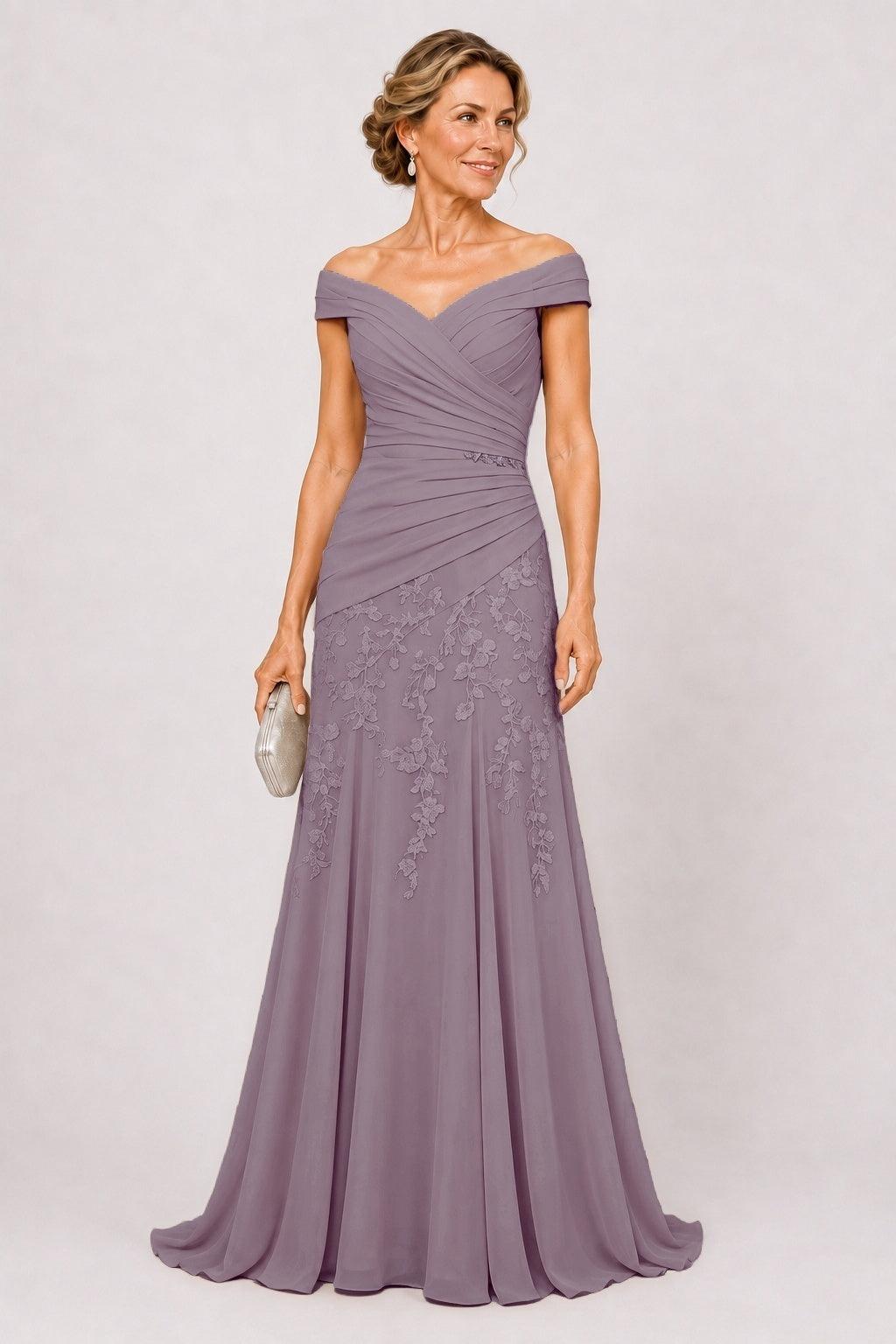 A-Line Floor Length Chiffon Mother of the Bride Dress CM0508