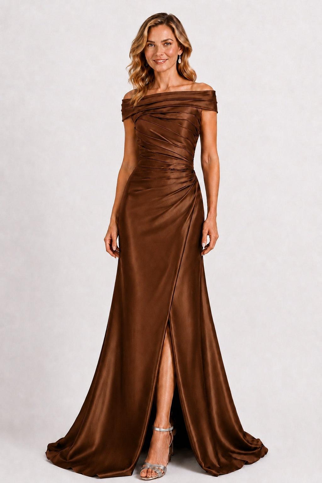 A-Line Floor Length Satin Mother of the Bride Dress CM0509