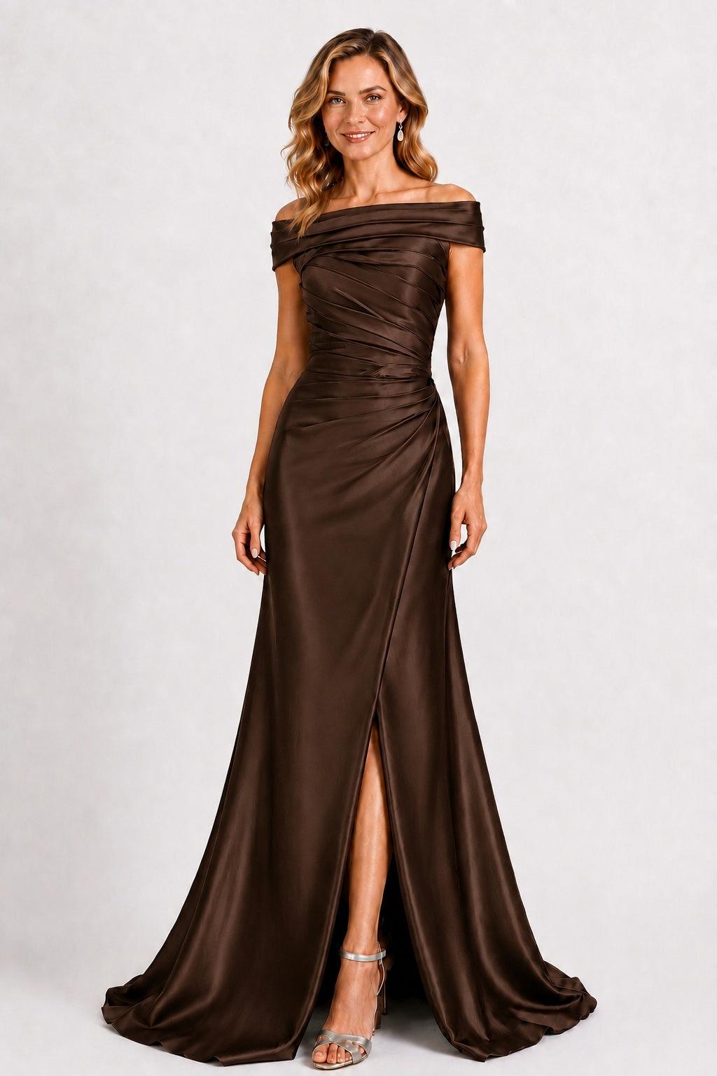 A-Line Floor Length Satin Mother of the Bride Dress CM0509