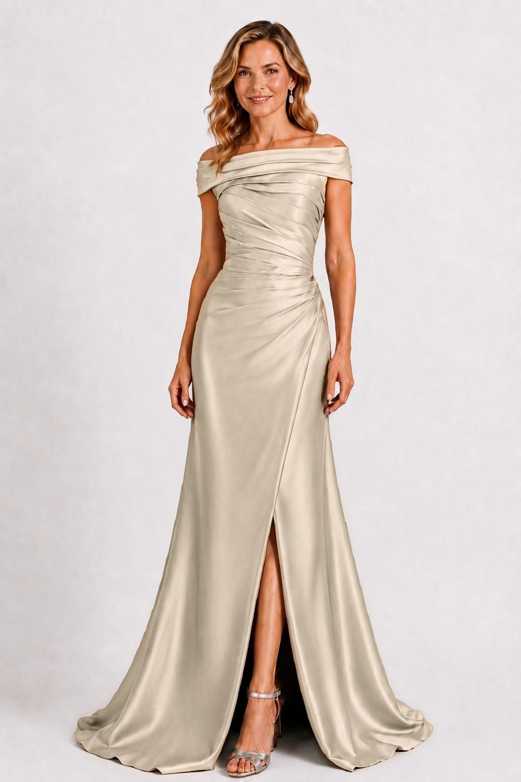 A-Line Floor Length Satin Mother of the Bride Dress CM0509