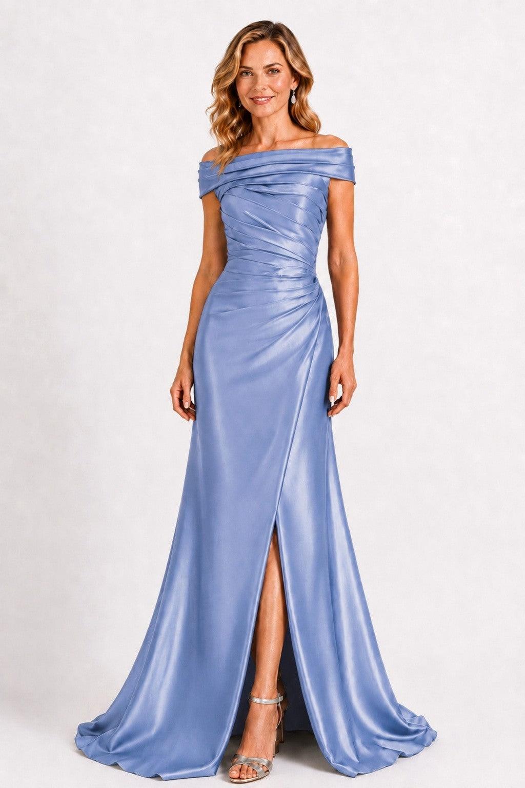 A-Line Floor Length Satin Mother of the Bride Dress CM0509