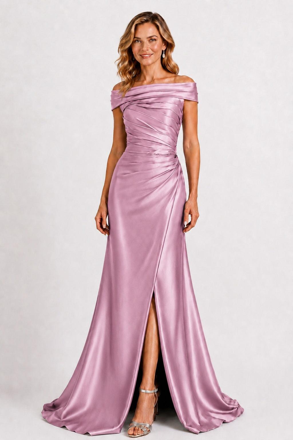 A-Line Floor Length Satin Mother of the Bride Dress CM0509