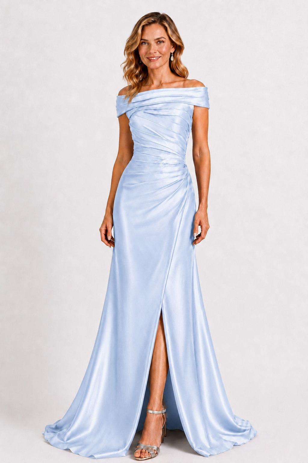A-Line Floor Length Satin Mother of the Bride Dress CM0509