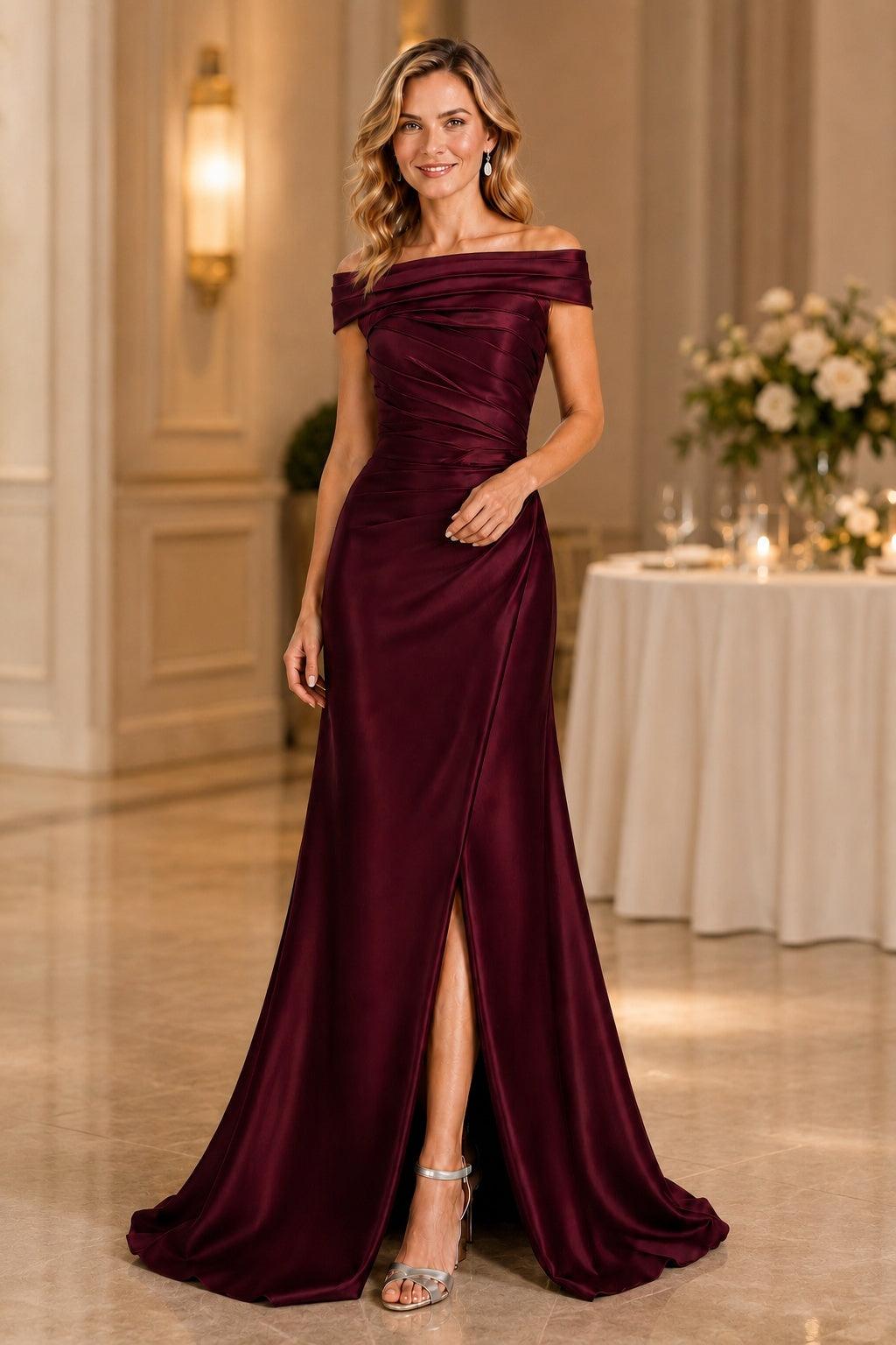 A-Line Floor Length Satin Mother of the Bride Dress CM0509