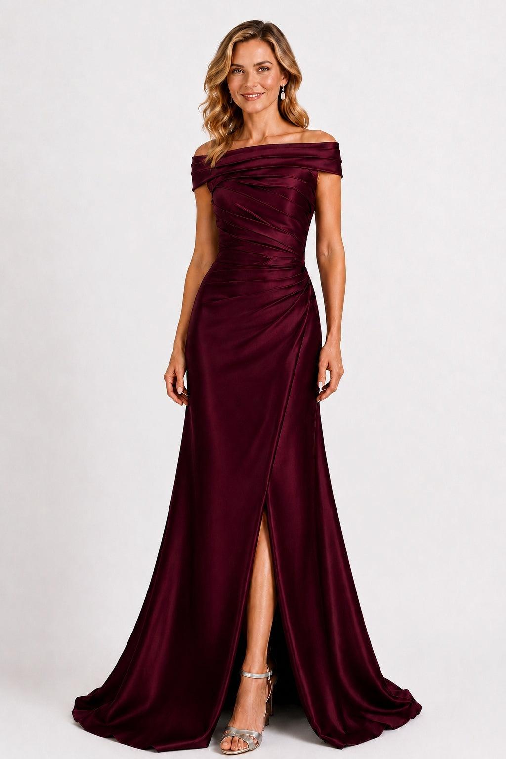 A-Line Floor Length Satin Mother of the Bride Dress CM0509