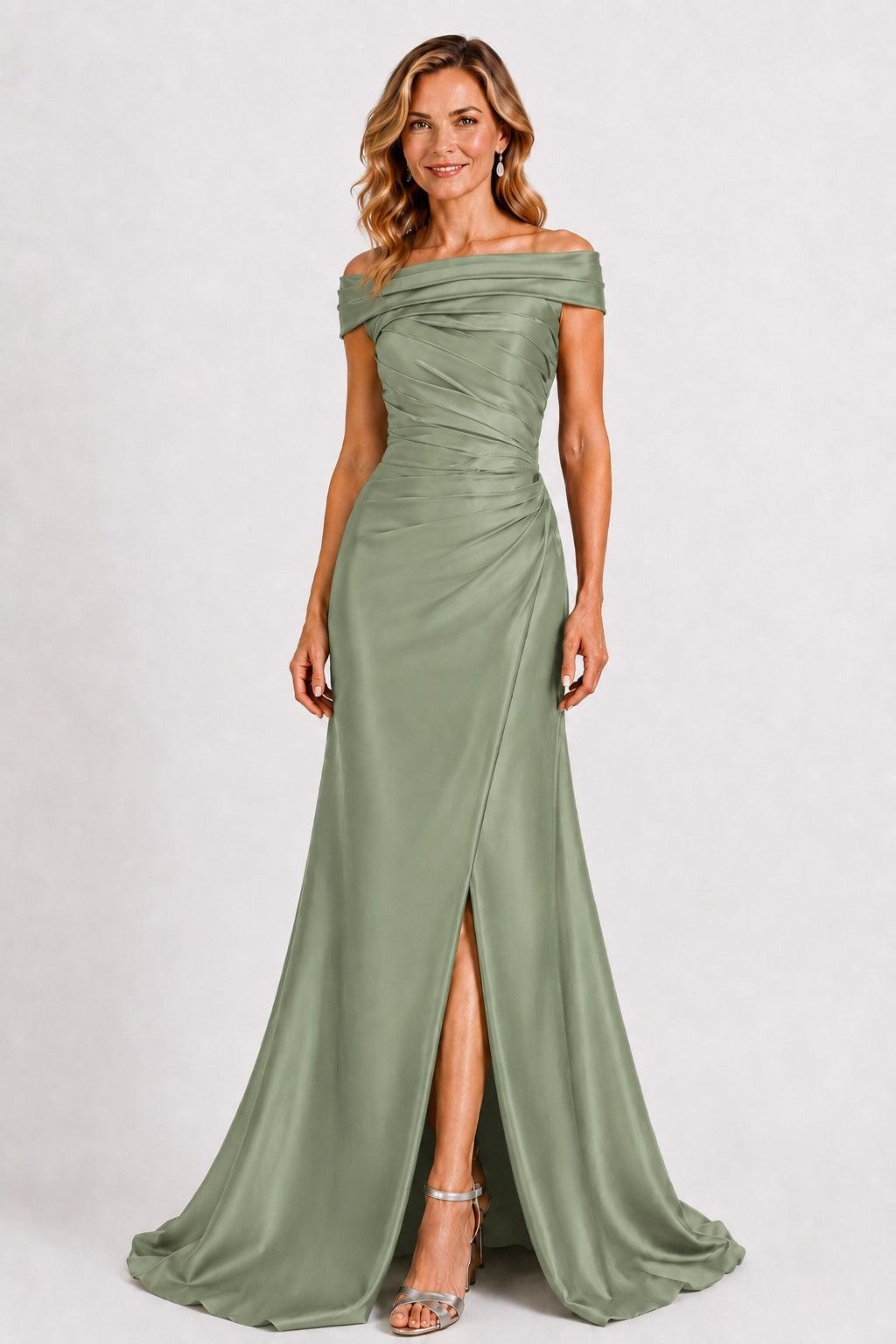 A-Line Floor Length Satin Mother of the Bride Dress CM0509