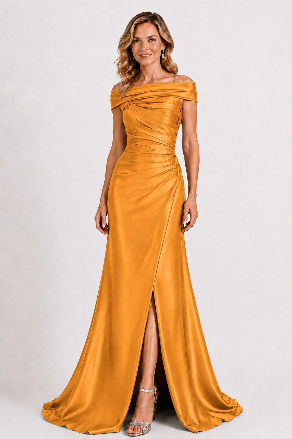 A-Line Floor Length Satin Mother of the Bride Dress CM0509