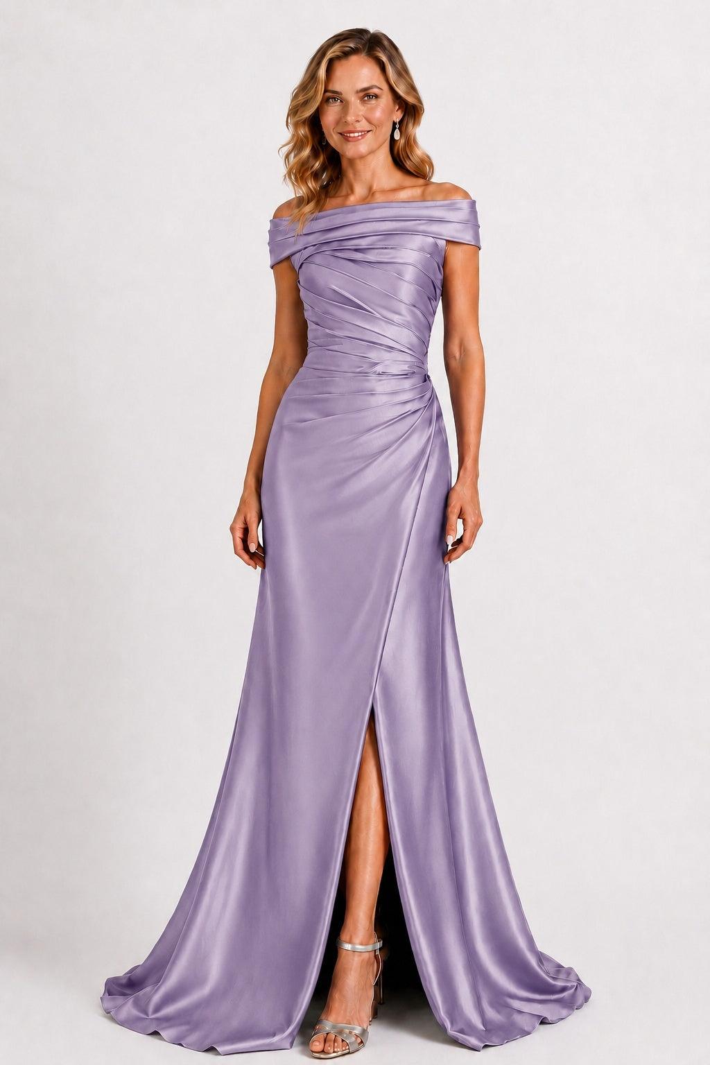 A-Line Floor Length Satin Mother of the Bride Dress CM0509