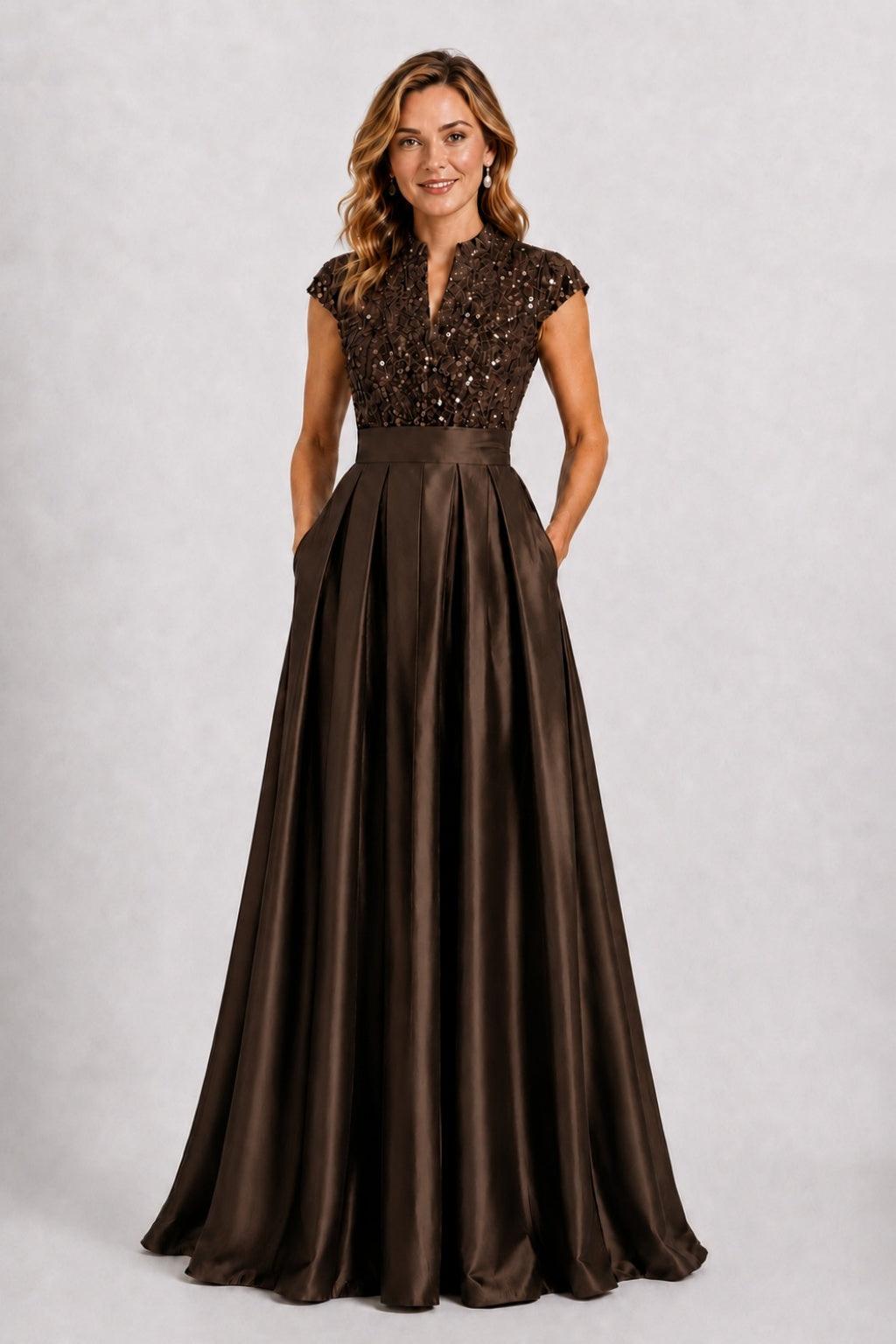 A-Line Floor Length Satin Mother of the Bride Dress CM0510