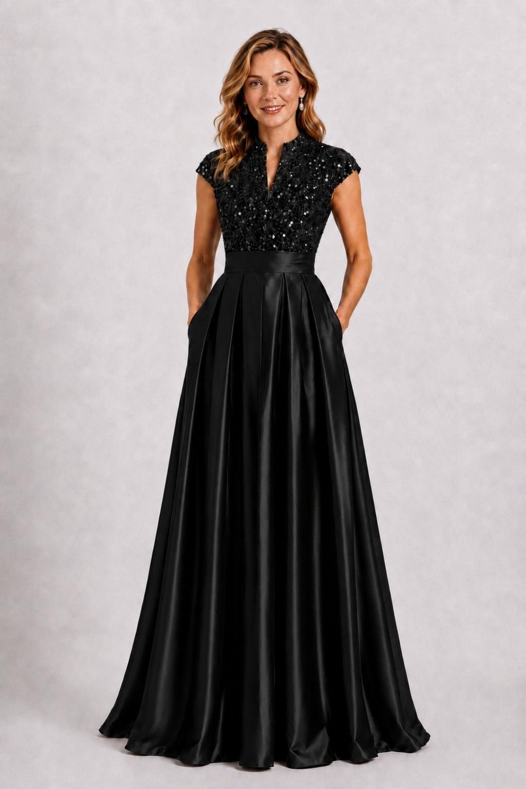 A-Line Floor Length Satin Mother of the Bride Dress CM0510