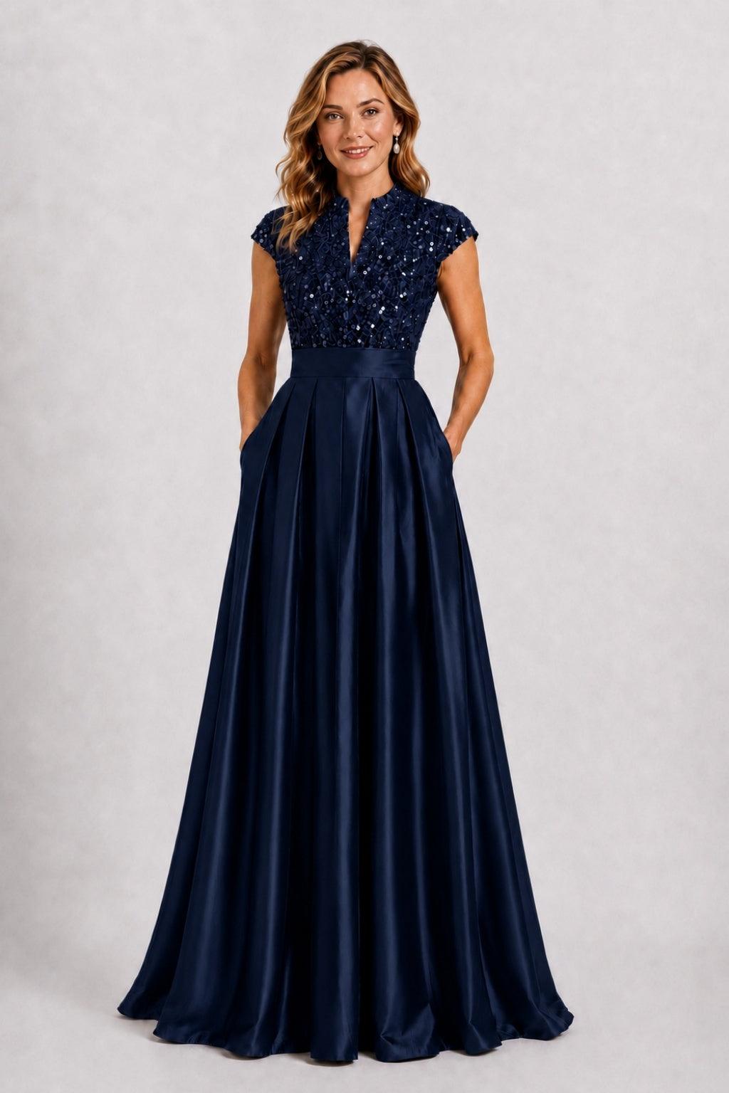 A-Line Floor Length Satin Mother of the Bride Dress CM0510