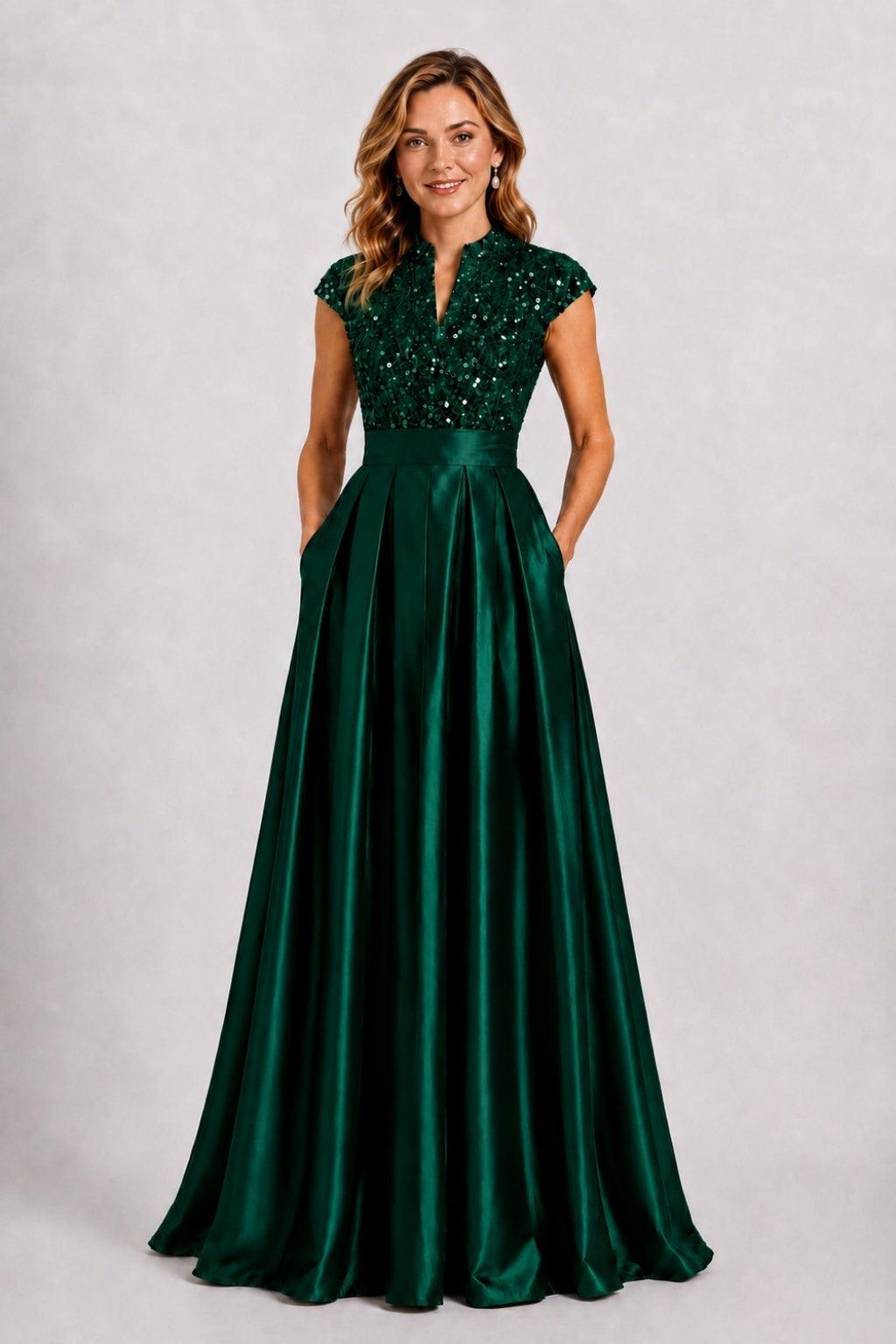 A-Line Floor Length Satin Mother of the Bride Dress CM0510