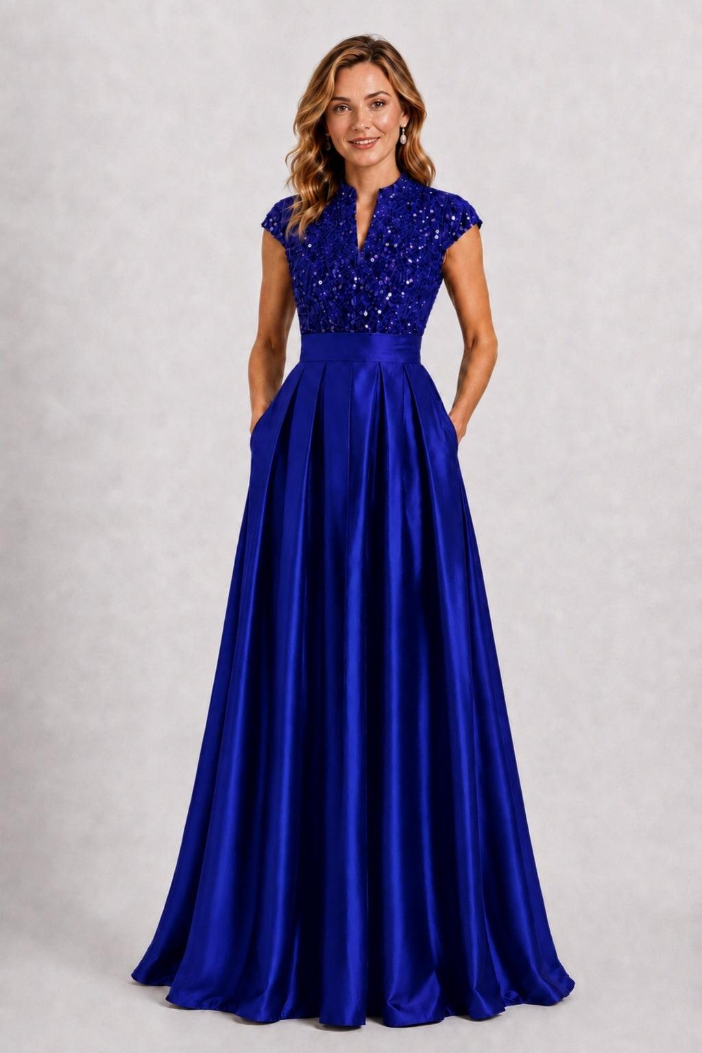 A-Line Floor Length Satin Mother of the Bride Dress CM0510