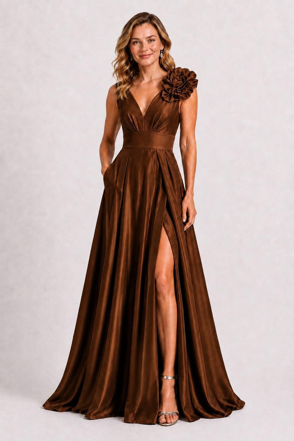A-Line Floor Length Satin Mother of the Bride Dress CM0511