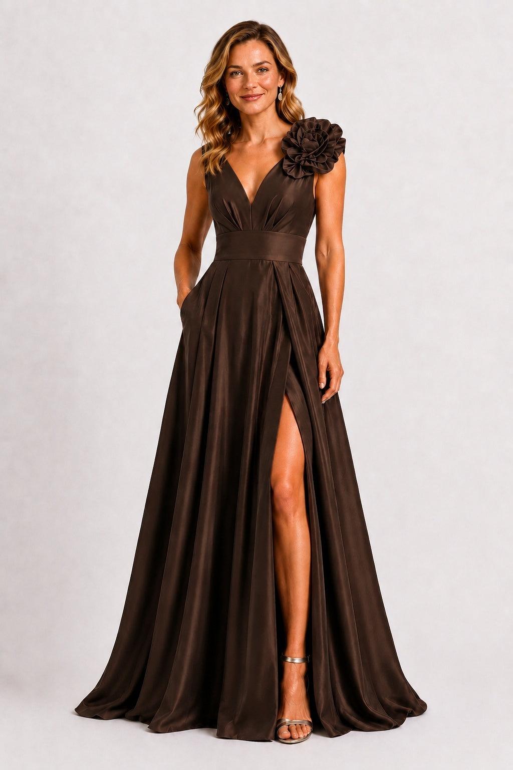 A-Line Floor Length Satin Mother of the Bride Dress CM0511