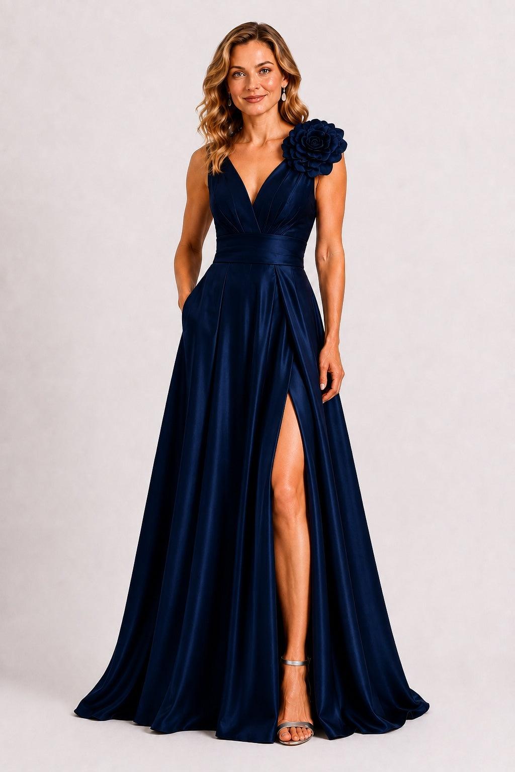 A-Line Floor Length Satin Mother of the Bride Dress CM0511