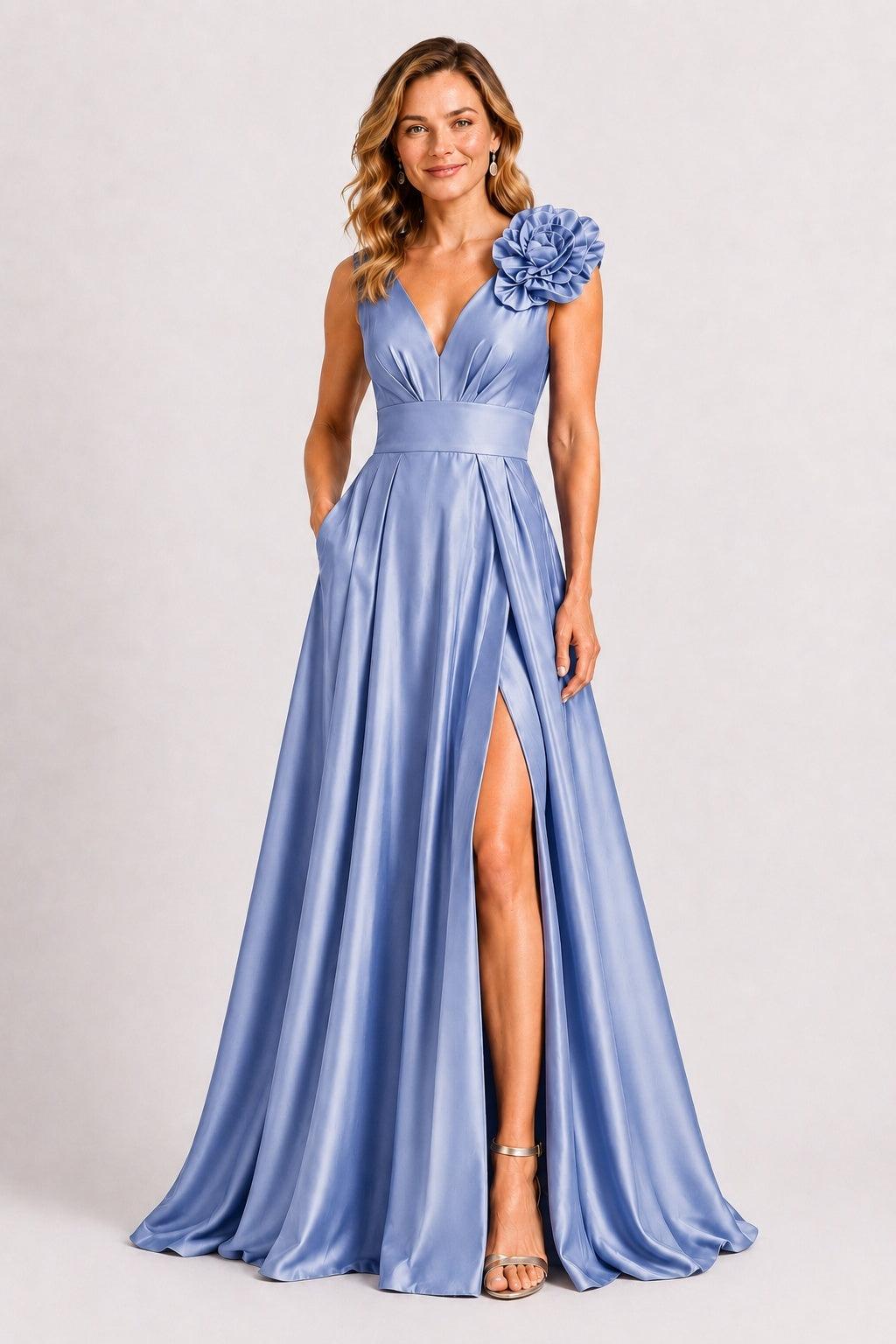 A-Line Floor Length Satin Mother of the Bride Dress CM0511