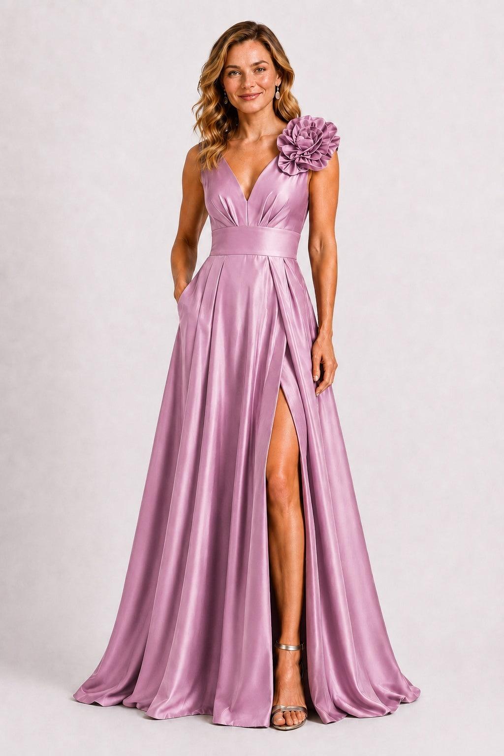 A-Line Floor Length Satin Mother of the Bride Dress CM0511