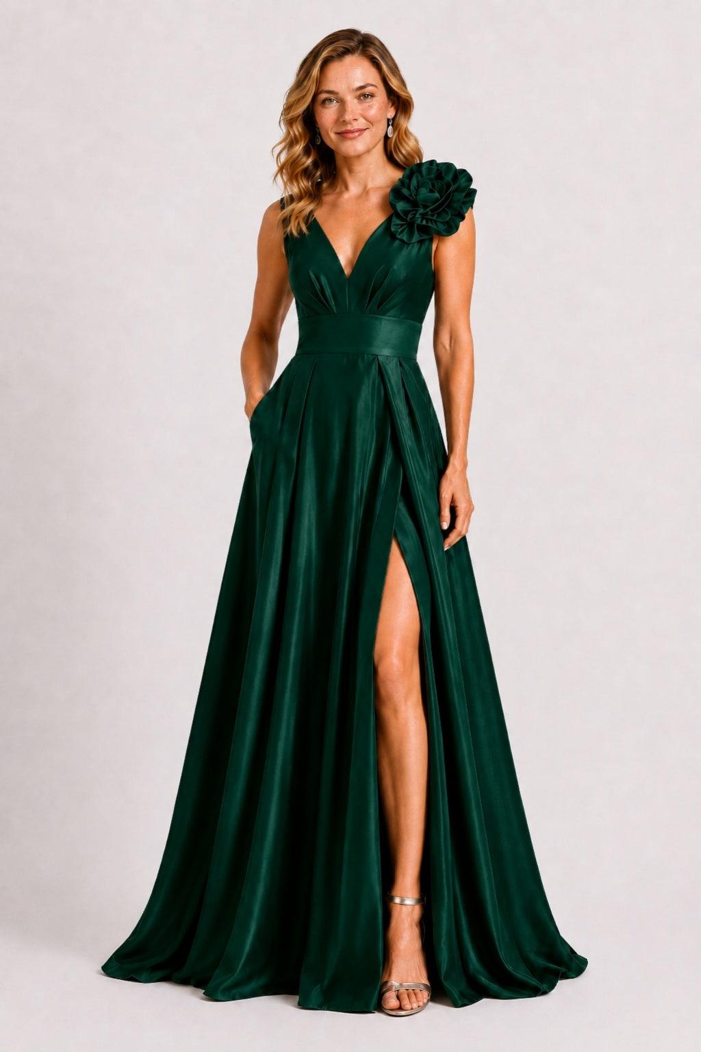A-Line Floor Length Satin Mother of the Bride Dress CM0511