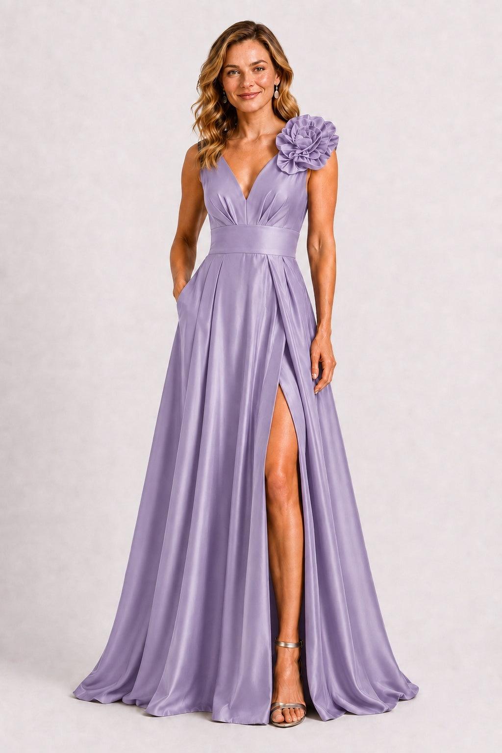 A-Line Floor Length Satin Mother of the Bride Dress CM0511