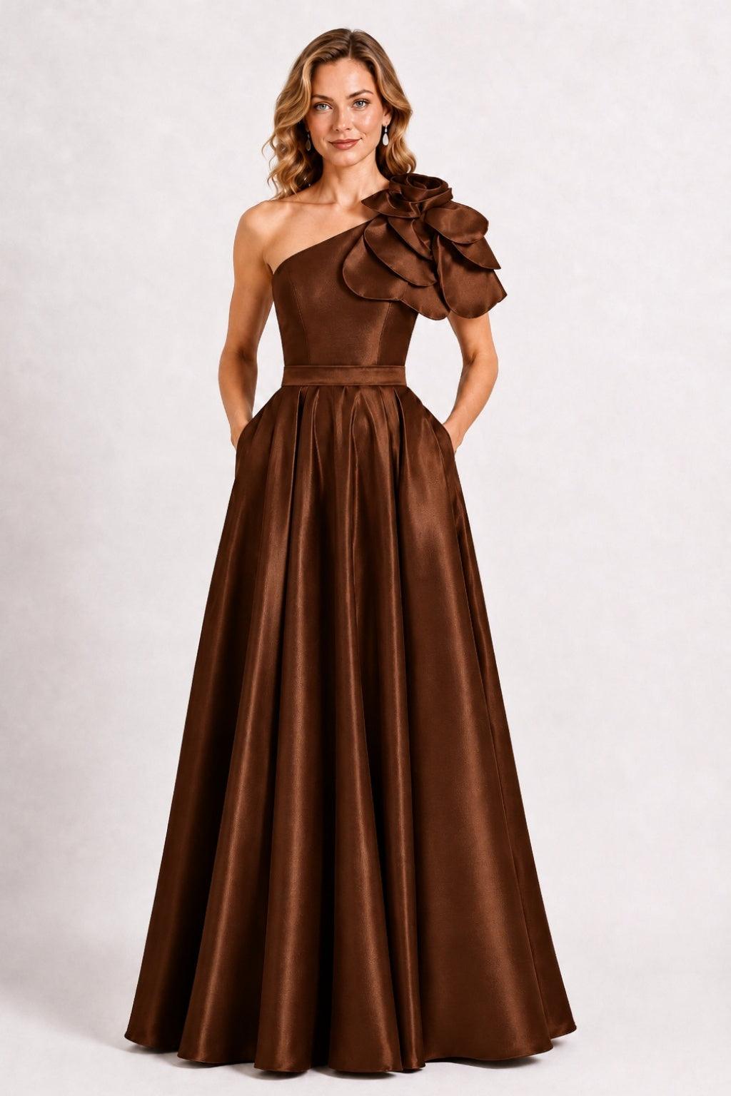 A-Line Floor Length Satin Mother of the Bride Dress CM0512