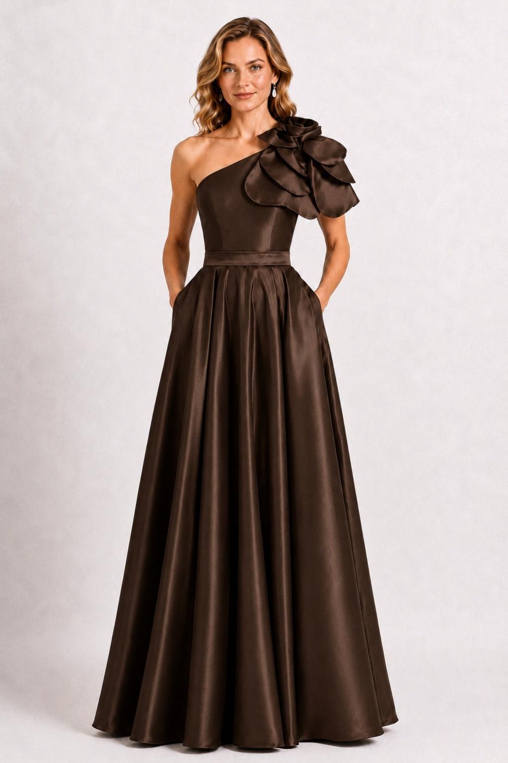 A-Line Floor Length Satin Mother of the Bride Dress CM0512