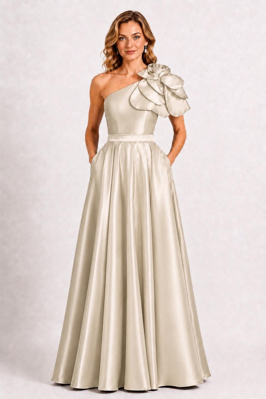 A-Line Floor Length Satin Mother of the Bride Dress CM0512