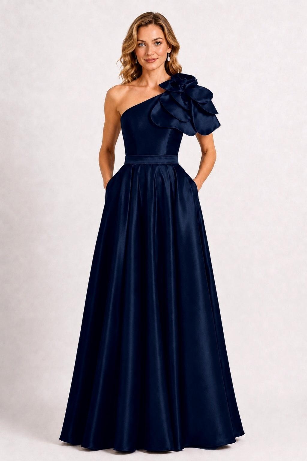 A-Line Floor Length Satin Mother of the Bride Dress CM0512