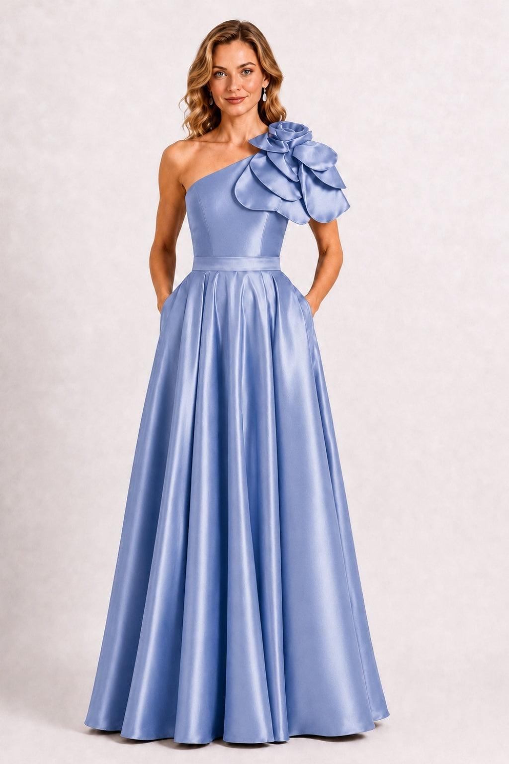 A-Line Floor Length Satin Mother of the Bride Dress CM0512