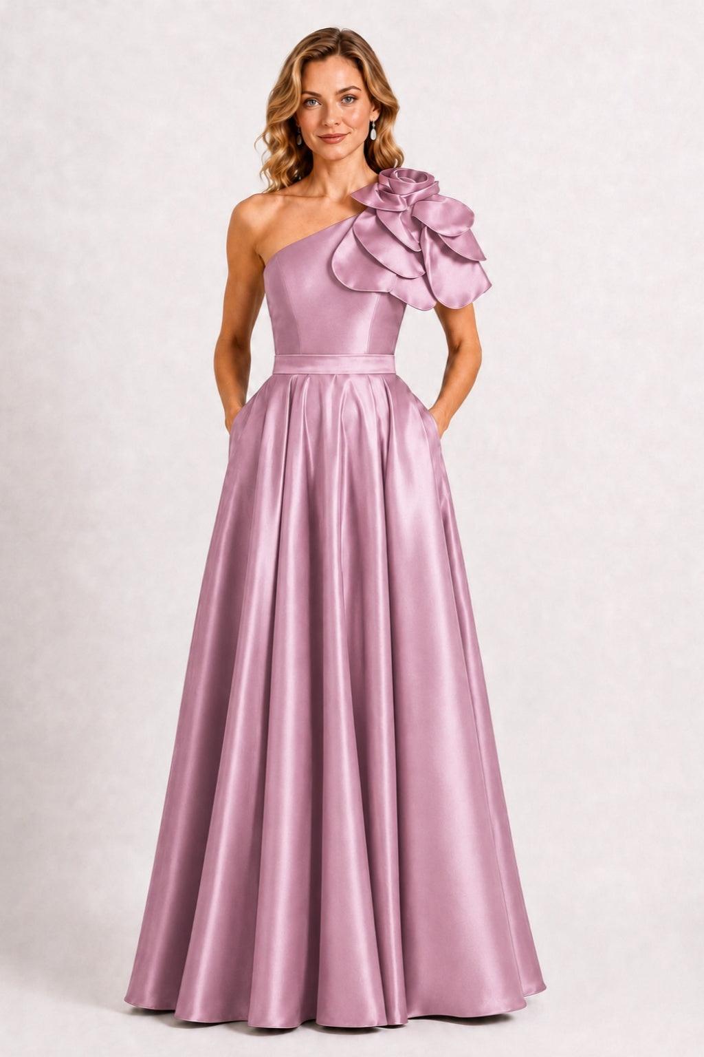A-Line Floor Length Satin Mother of the Bride Dress CM0512