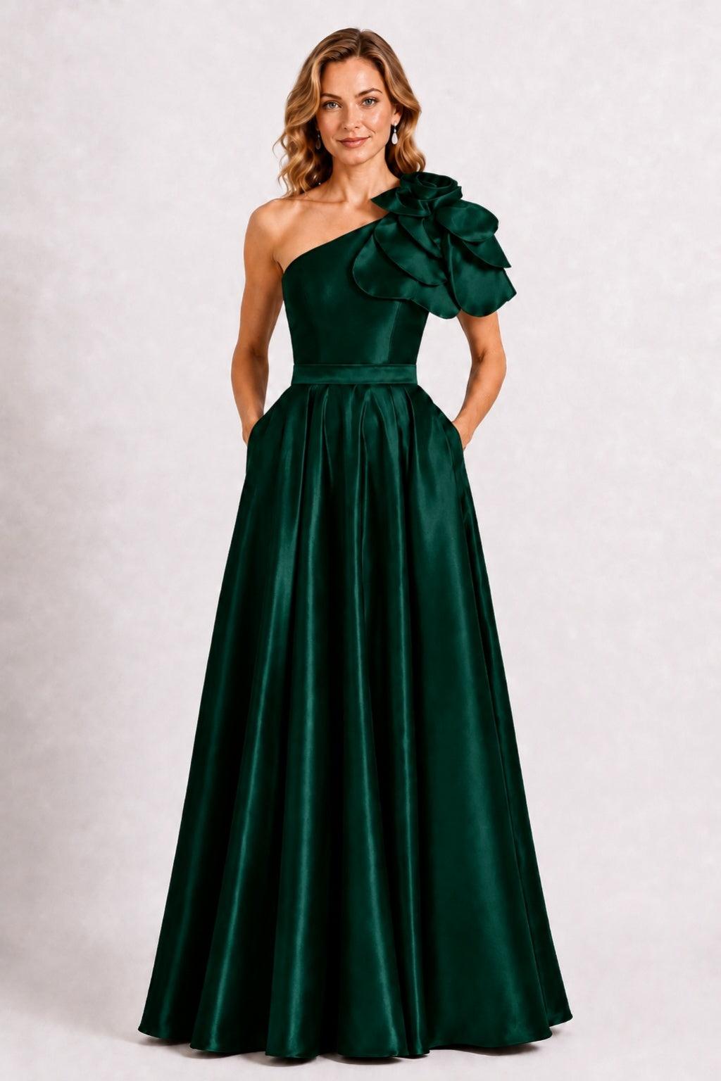 A-Line Floor Length Satin Mother of the Bride Dress CM0512