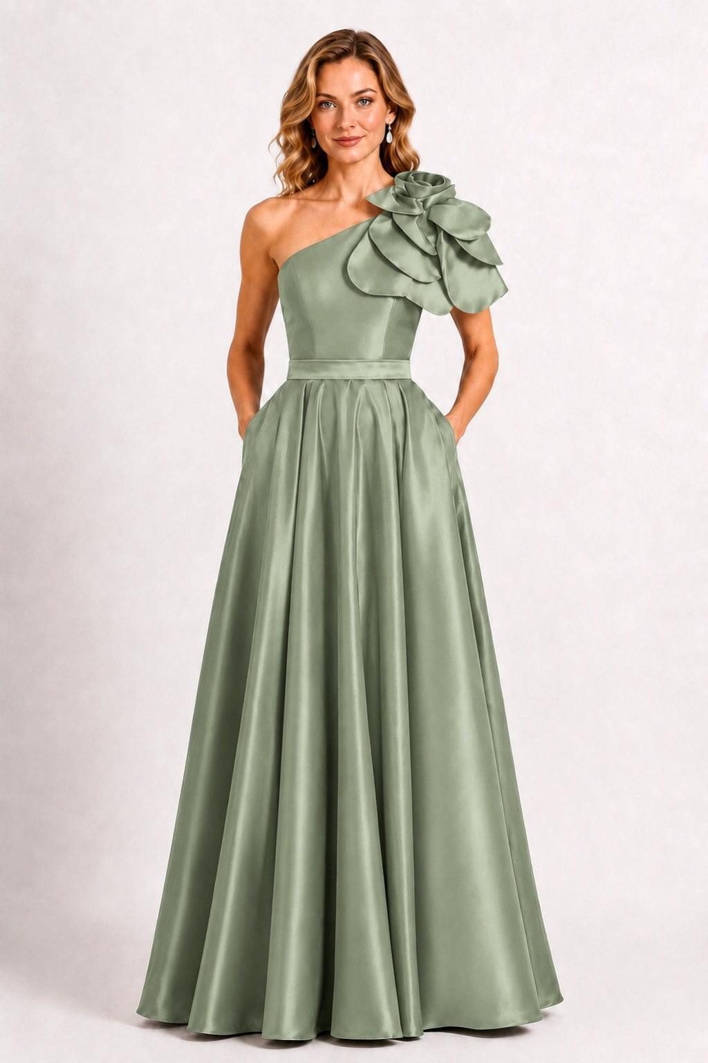 A-Line Floor Length Satin Mother of the Bride Dress CM0512