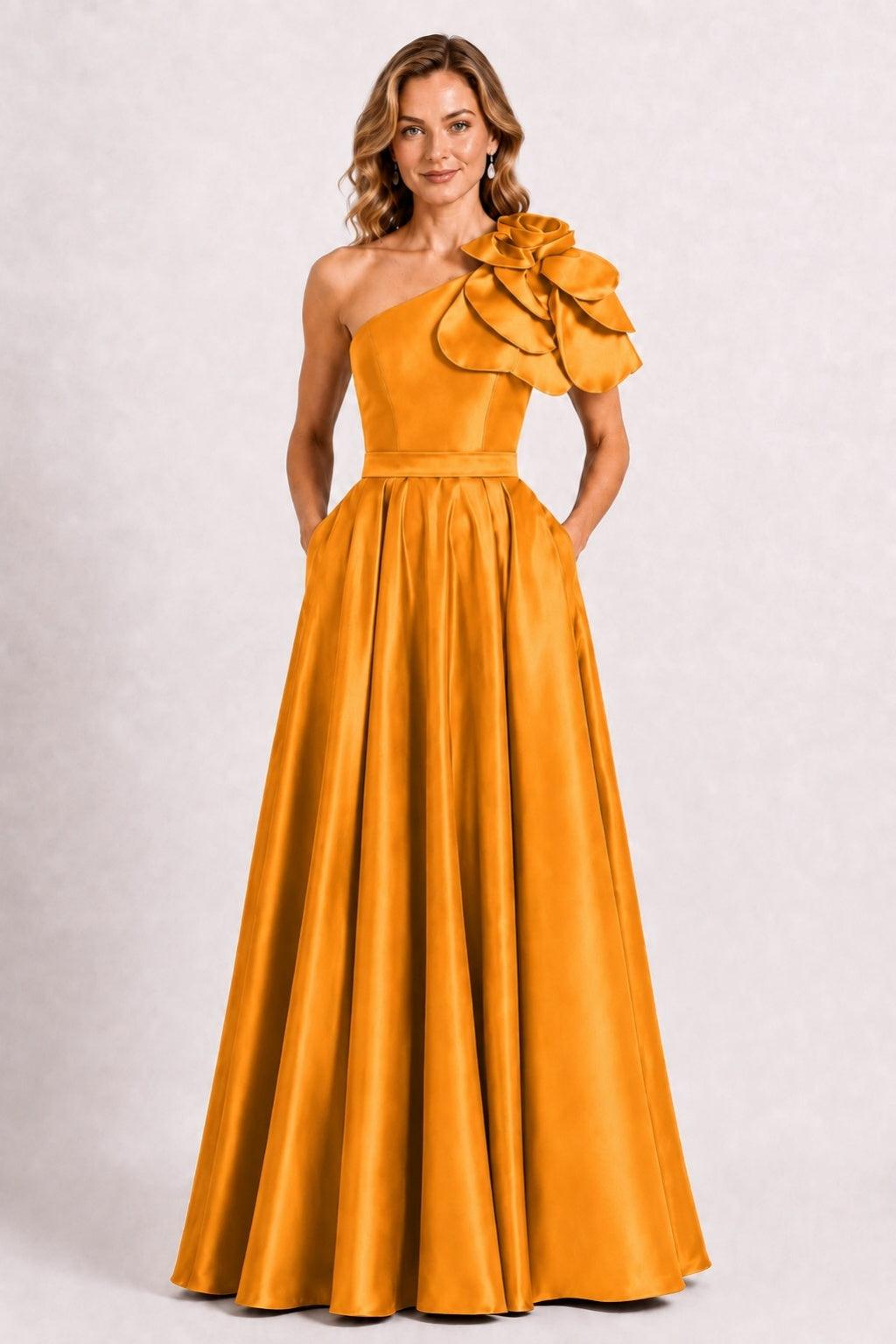A-Line Floor Length Satin Mother of the Bride Dress CM0512