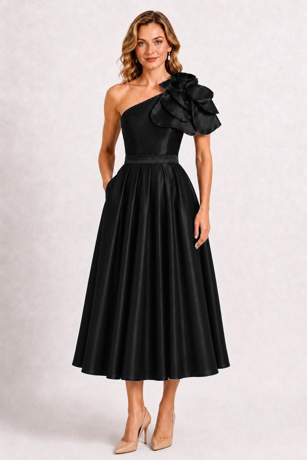 A-Line Tea Length Satin Mother of the Bride Dress CM0514