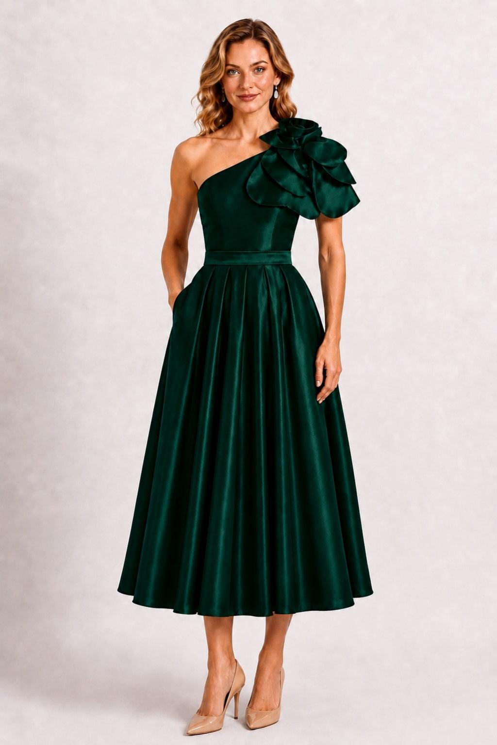 A-Line Tea Length Satin Mother of the Bride Dress CM0514