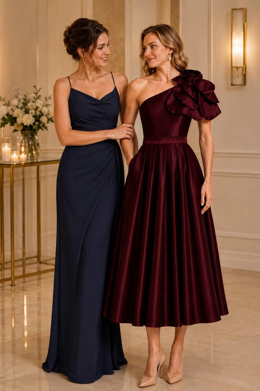A-Line Tea Length Satin Mother of the Bride Dress CM0514