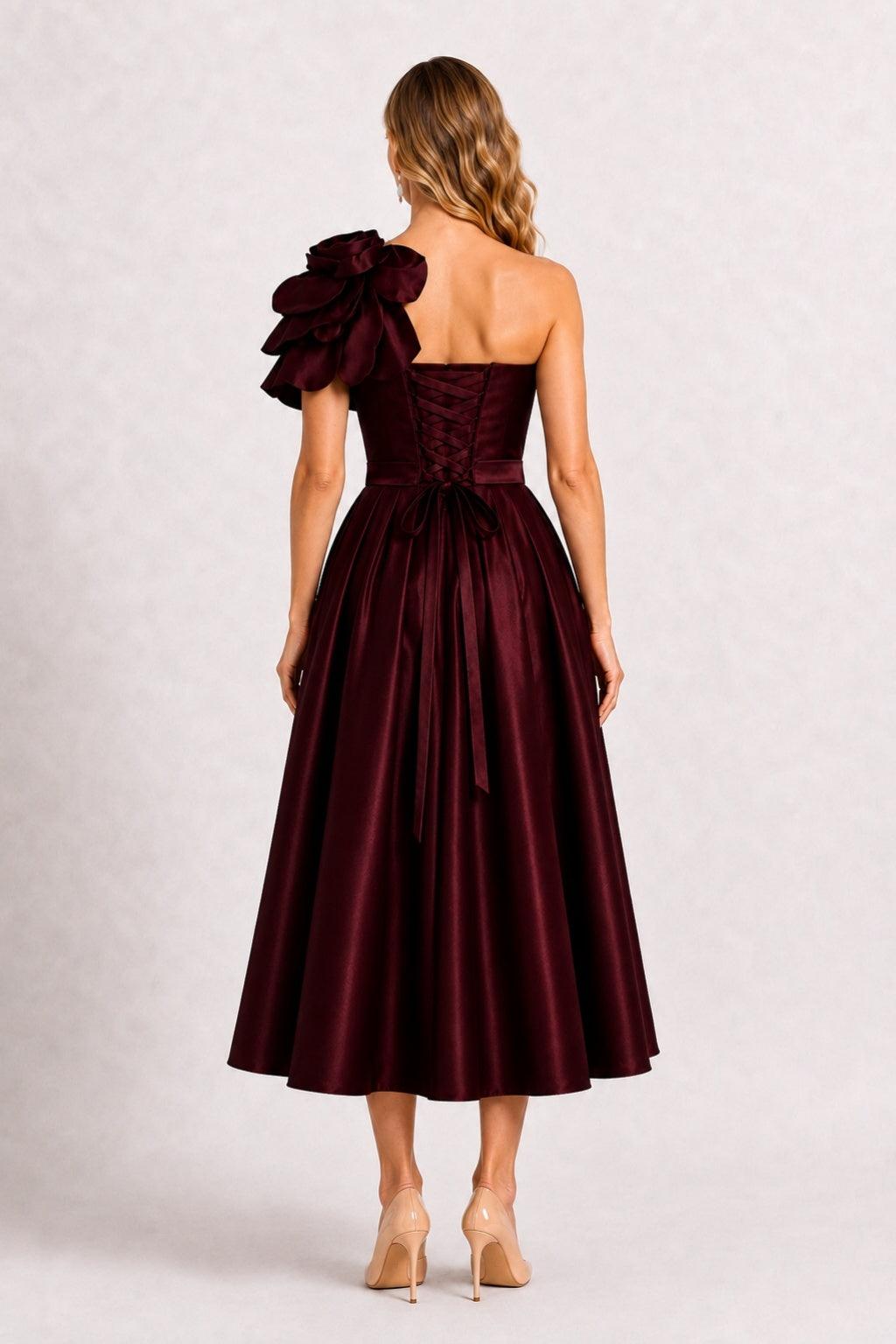 A-Line Tea Length Satin Mother of the Bride Dress CM0514