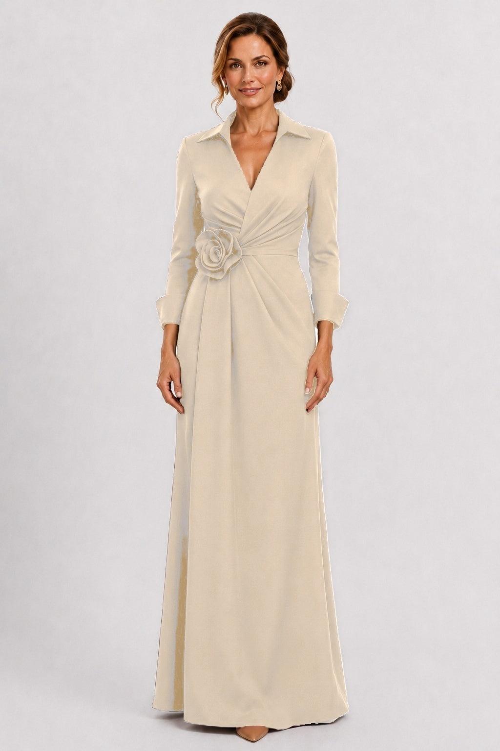 Sheath-Column Floor Length Stretch Satin Mother of the Bride Dress CM0515