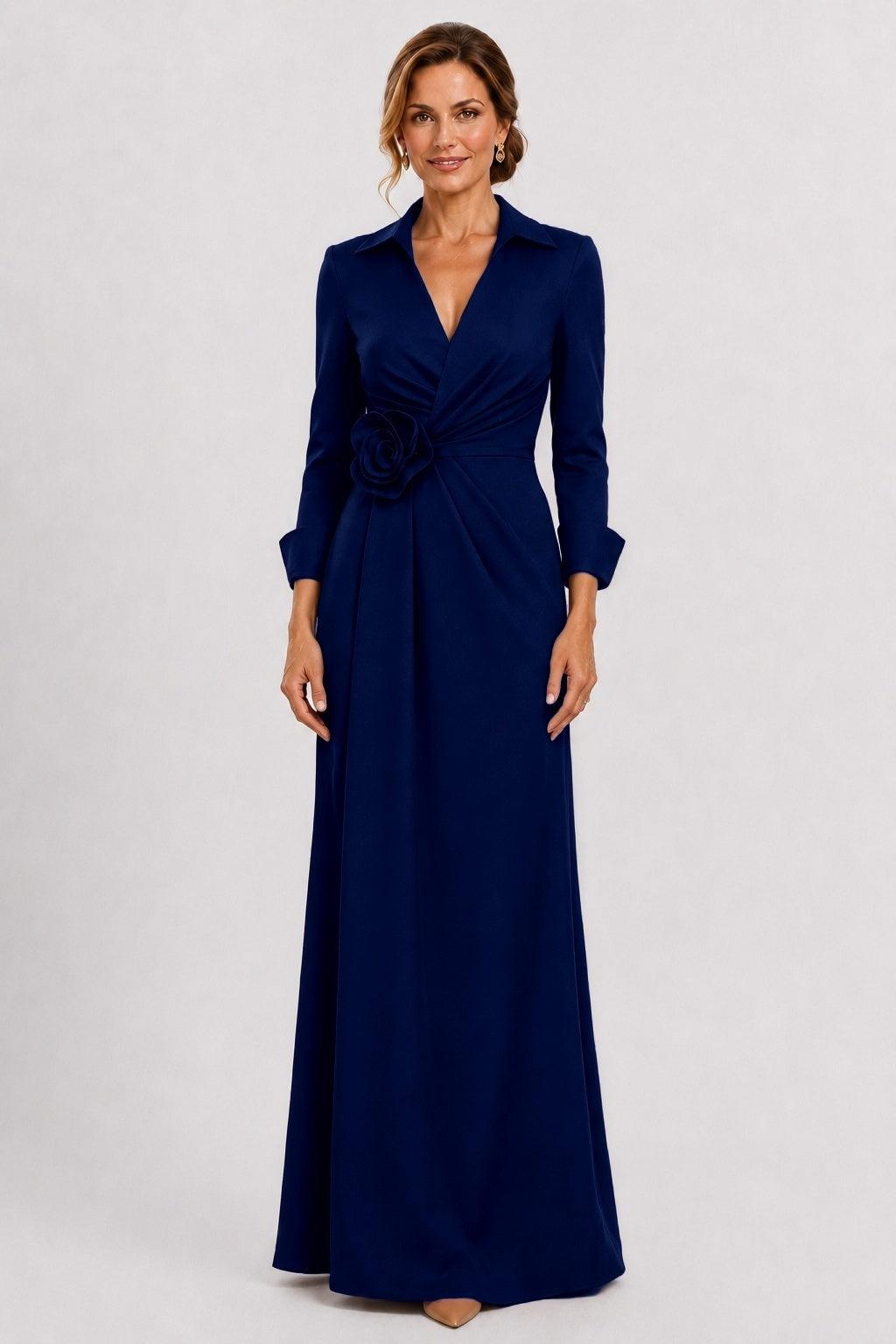Sheath-Column Floor Length Stretch Satin Mother of the Bride Dress CM0515