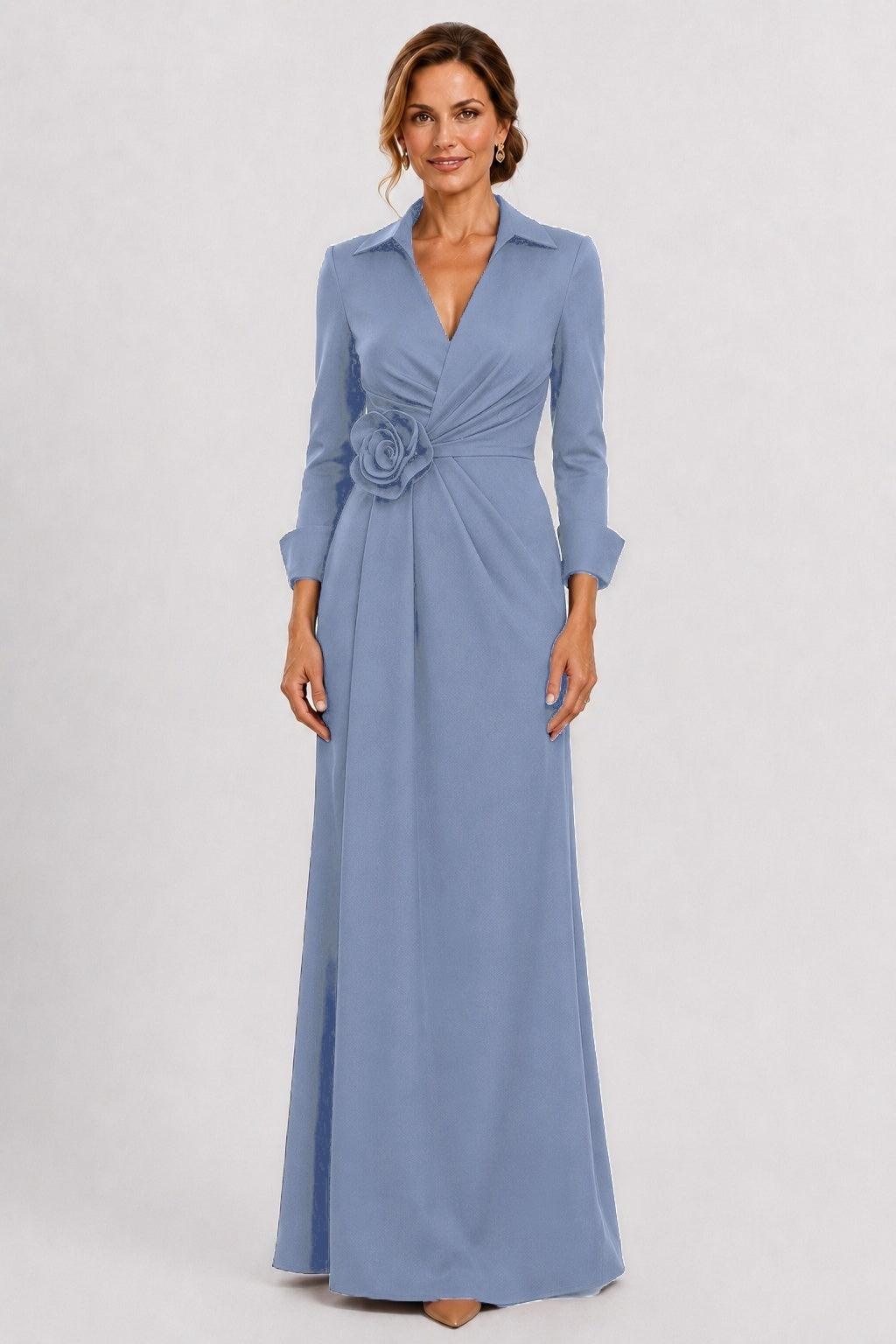 Sheath-Column Floor Length Stretch Satin Mother of the Bride Dress CM0515