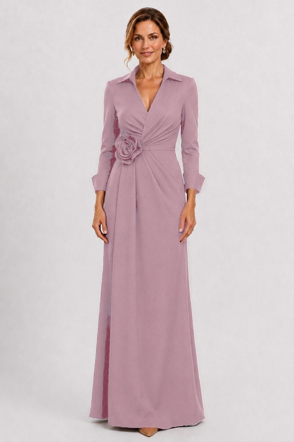Sheath-Column Floor Length Stretch Satin Mother of the Bride Dress CM0515