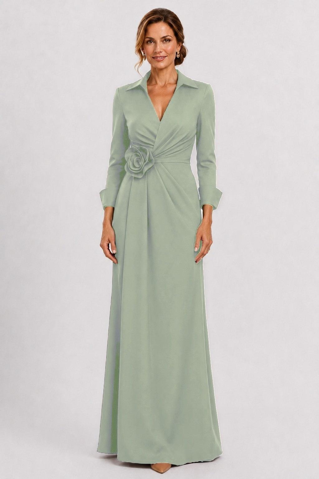Sheath-Column Floor Length Stretch Satin Mother of the Bride Dress CM0515